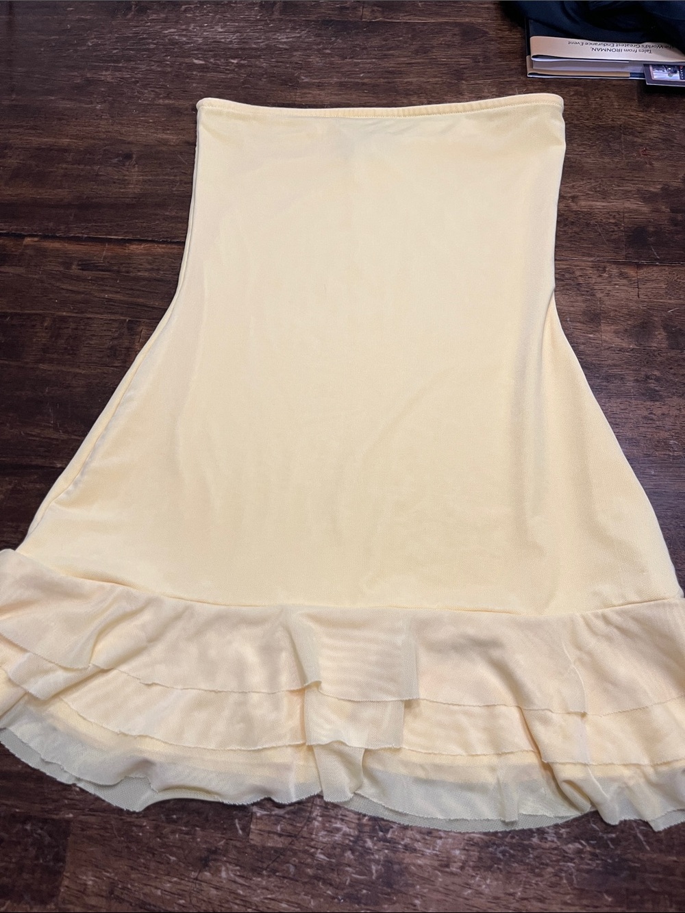 Edited Light Yellow Ruffled Hem Tube Dress size small